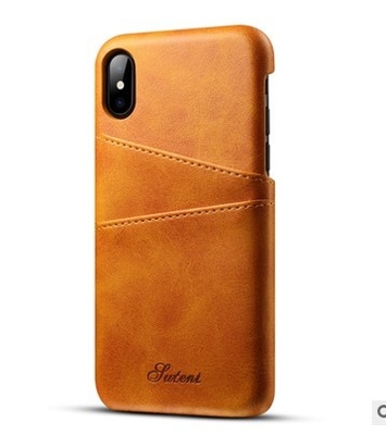De slanke Gevallen van de de Celtelefoon van het Douanepu Leer Achter behandelen Huid met Creditcardhouder voor iPhone X