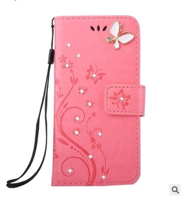 IPHONE6S Pu-van de de bloemendiamant van de leervlinder de telefoongeval voor iPhone 8